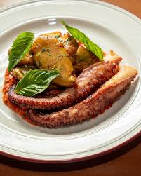 Mediterraneo signature dishes Spicy Rigatoni alla VodkaBranzinoCharred Spanish Octopus